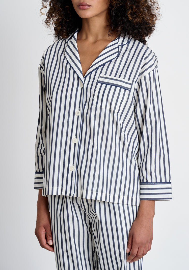Marina Pajama Set in Navy Breton Stripe